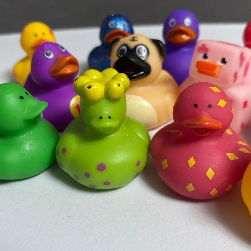 Rubber Ducks Lot of 12 Multicolor Pug Pirate Pixel Pig Skull Be Mine Cyclops Toy